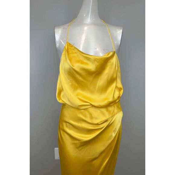 The Sei Halter Cowlneck Silk Gown in Canary Size US2 $1127 - Picture 8 of 10